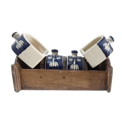 THE ALLCHEMY Wooden Handicraft Spice Rack with four jars