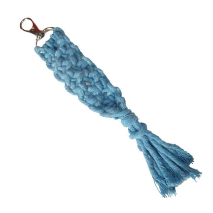 THE ALLCHEMY TheAllchemy Mini Macrame Keychains Boho Macrame Bag Charms with Tassels Handcrafted Car Accessory Key (Blue)