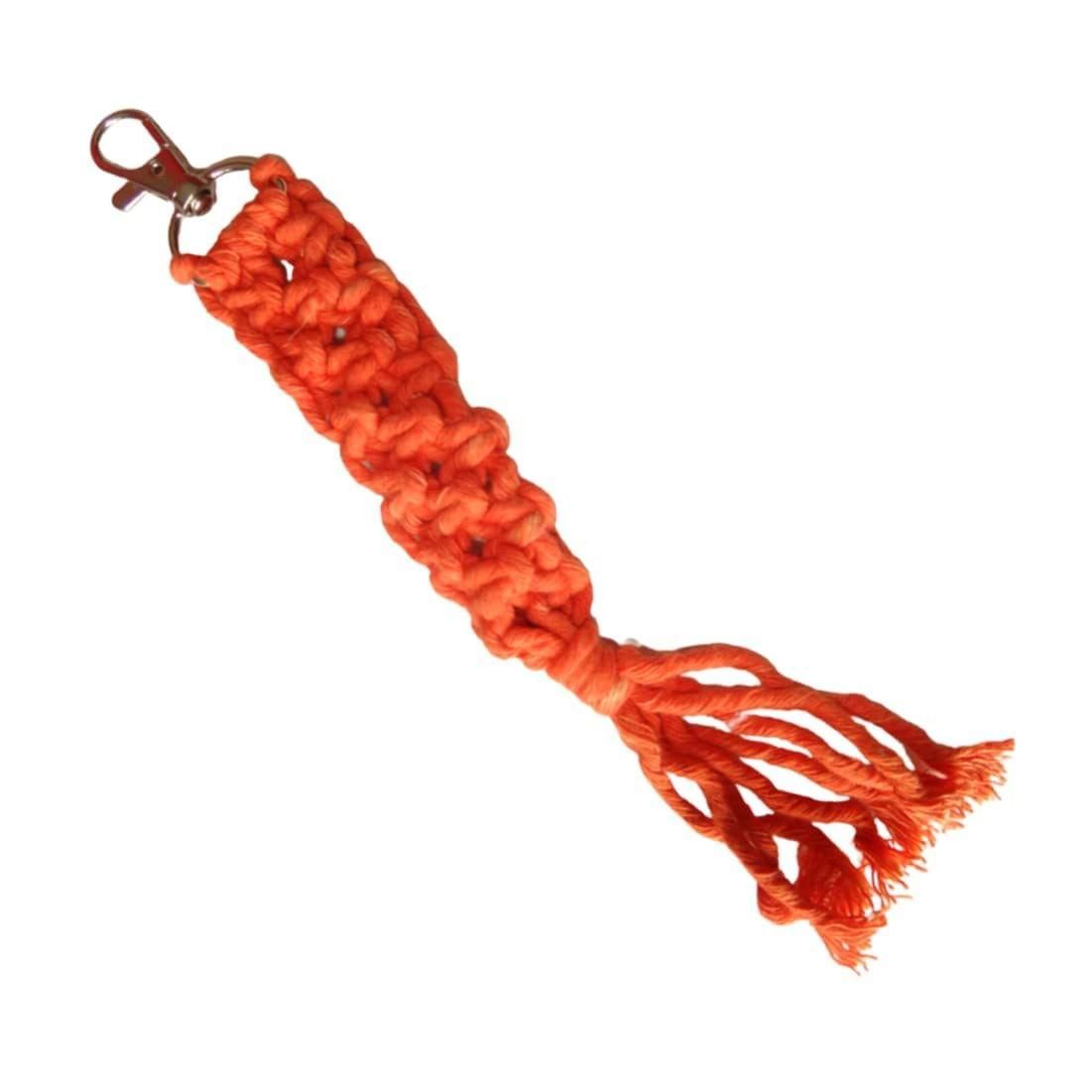 THE ALLCHEMY TheAllchemy Mini Macrame Keychains Boho Macrame Bag Charms with Tassels Handcrafted Car Accessory Key (Orange)