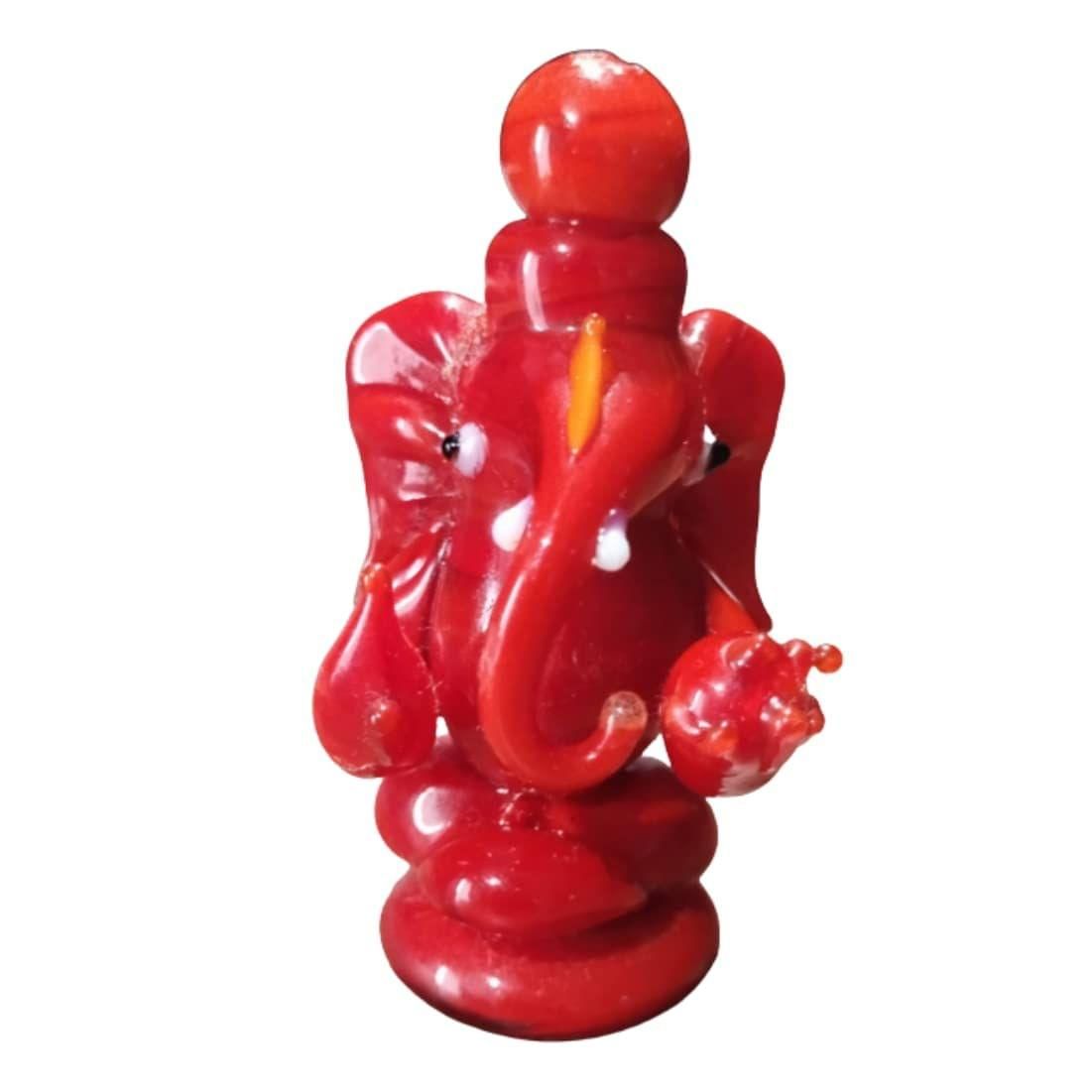 THE ALLCHEMY Small Size Glass Ganesha, Gifting Ganesha Statue (Orange)