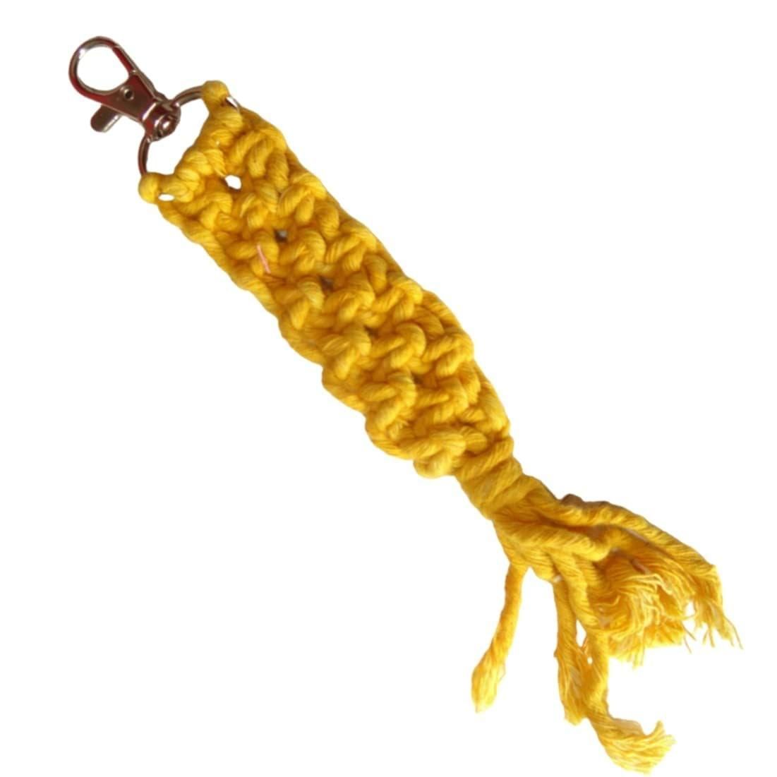 THE ALLCHEMY TheAllchemy Mini Macrame Keychains Boho Macrame Bag Charms with Tassels Handcrafted Car Accessory Key (Dark Yellow)