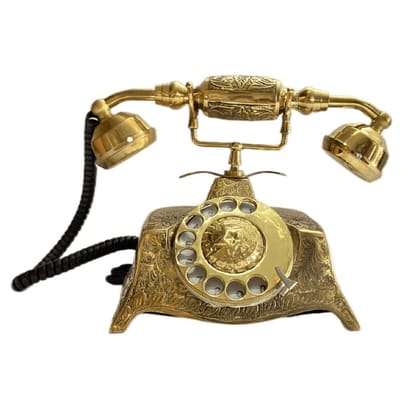 The Allchemy Antique Landline Telephone European Style Rotary Dial Retro Telephone Landline Telephone Antique Landline Telephone Resin,Electronic Calendar Home Clock,Suitable for Home,Office Decoration