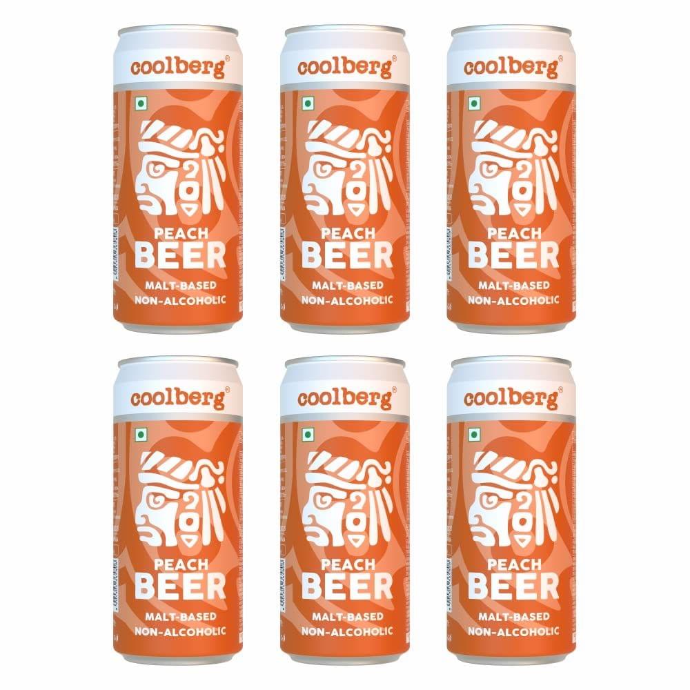 Coolberg Peach Non Alcoholic Beer 300ml CANs - Pack of 6 (300ml x 6)