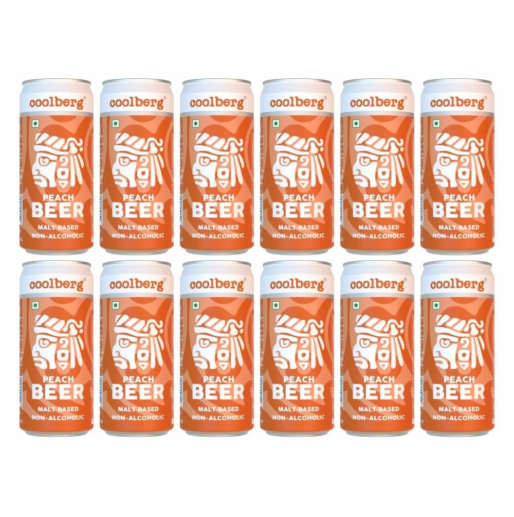 Coolberg Peach Non Alcoholic Beer 300ml CANs - Pack of 12 (300ml x 12)