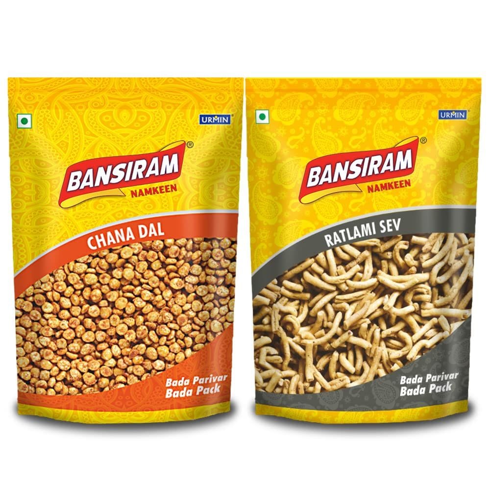 BANSIRAM CHANA DAL & RATLAMI SEV STANDEE PACK COMBO (2 x 400 GM)