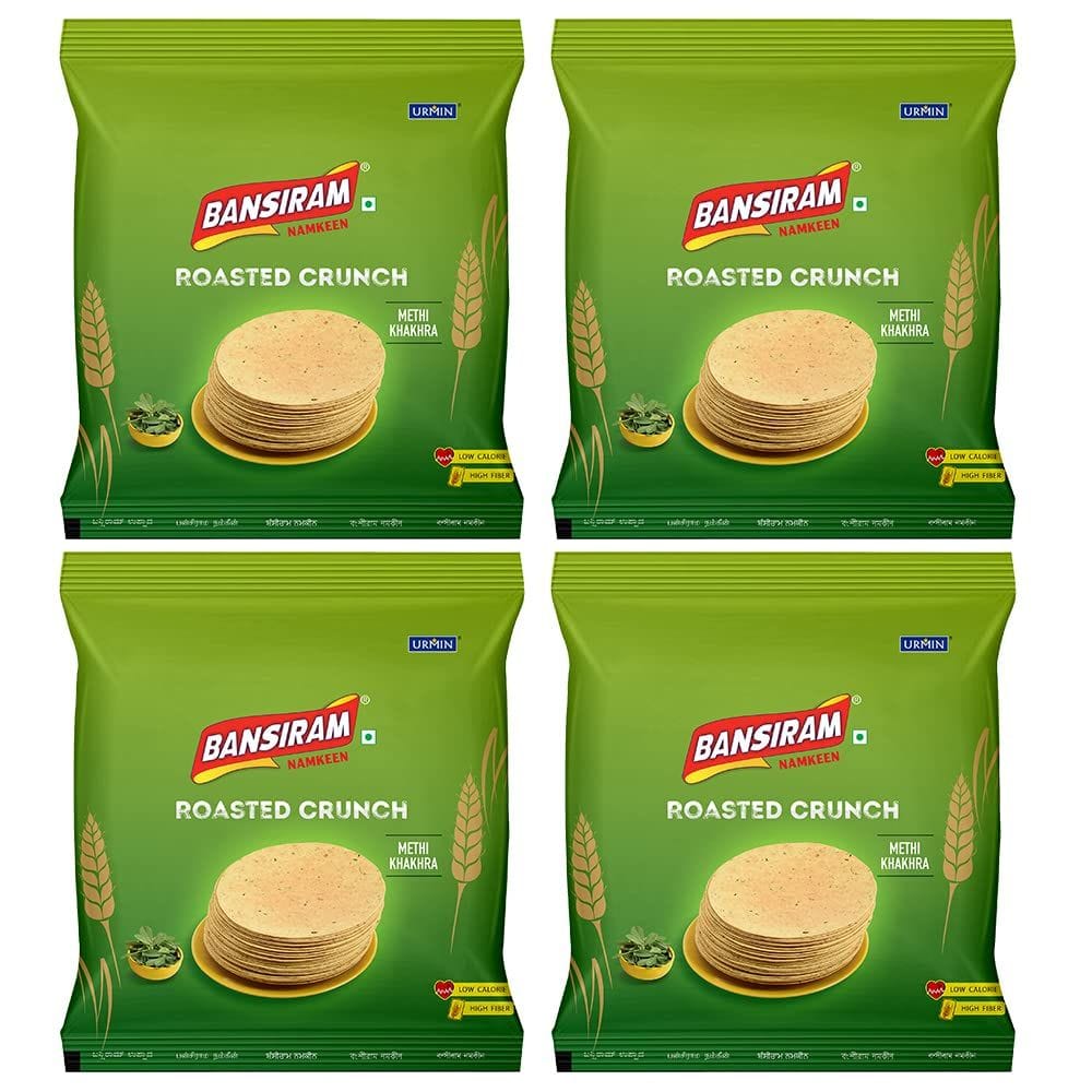 Bansiram Roasted Crunch Methi Khakhra (Set of 4 - Each 180g) - 720g