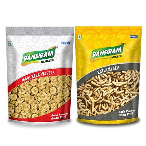 Bansiram Namkeen Mari Kela Wafer (350 g) & Ratlami Sev (400 g)