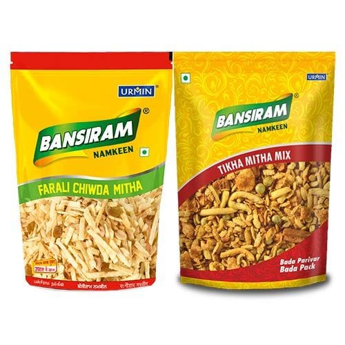 Bansiram Namkeen Farali Chiwda Mitha (350 g) & Thika Mitha Mix (400 g)