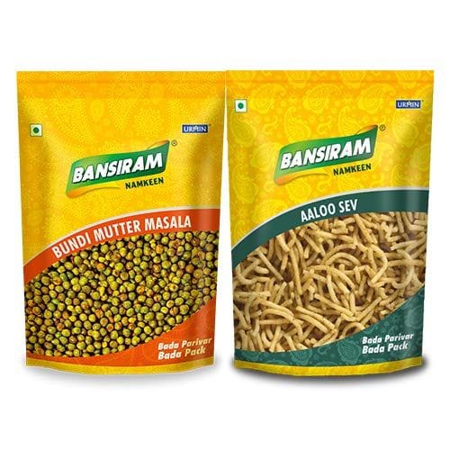 Bansiram Namkeen Bundi Mutter Masala (400 g) & Aaloo Sev (375 g)