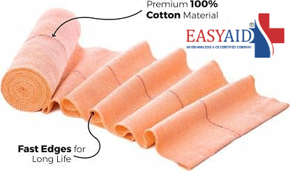 EASYAID Soft Cotton Pain Relief Crepe Bandage Pack of 1 (6CMx4MTR)