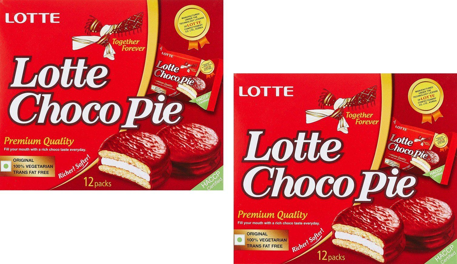 Lotte Choco Pie Carton (336g, 12 Packs) - Pack of 2