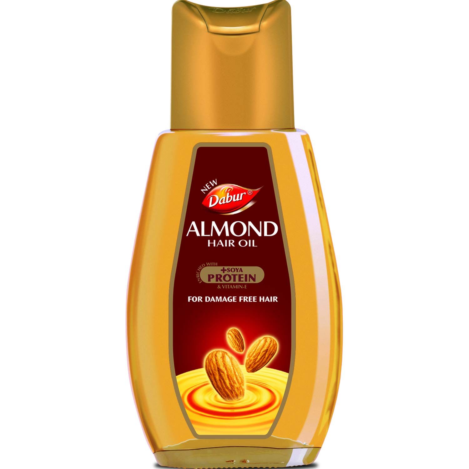 Dabur Almond Hair Oil - 200ml | With Almonds, Soya Protein and Vitamin E | For Non Sticky, Damage free Hair | Nourishes Scalp