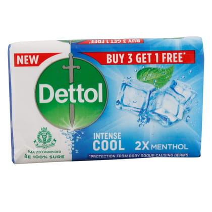 Dettol Intense Cool Soap, 2X Menthol (Buy 3 get1)