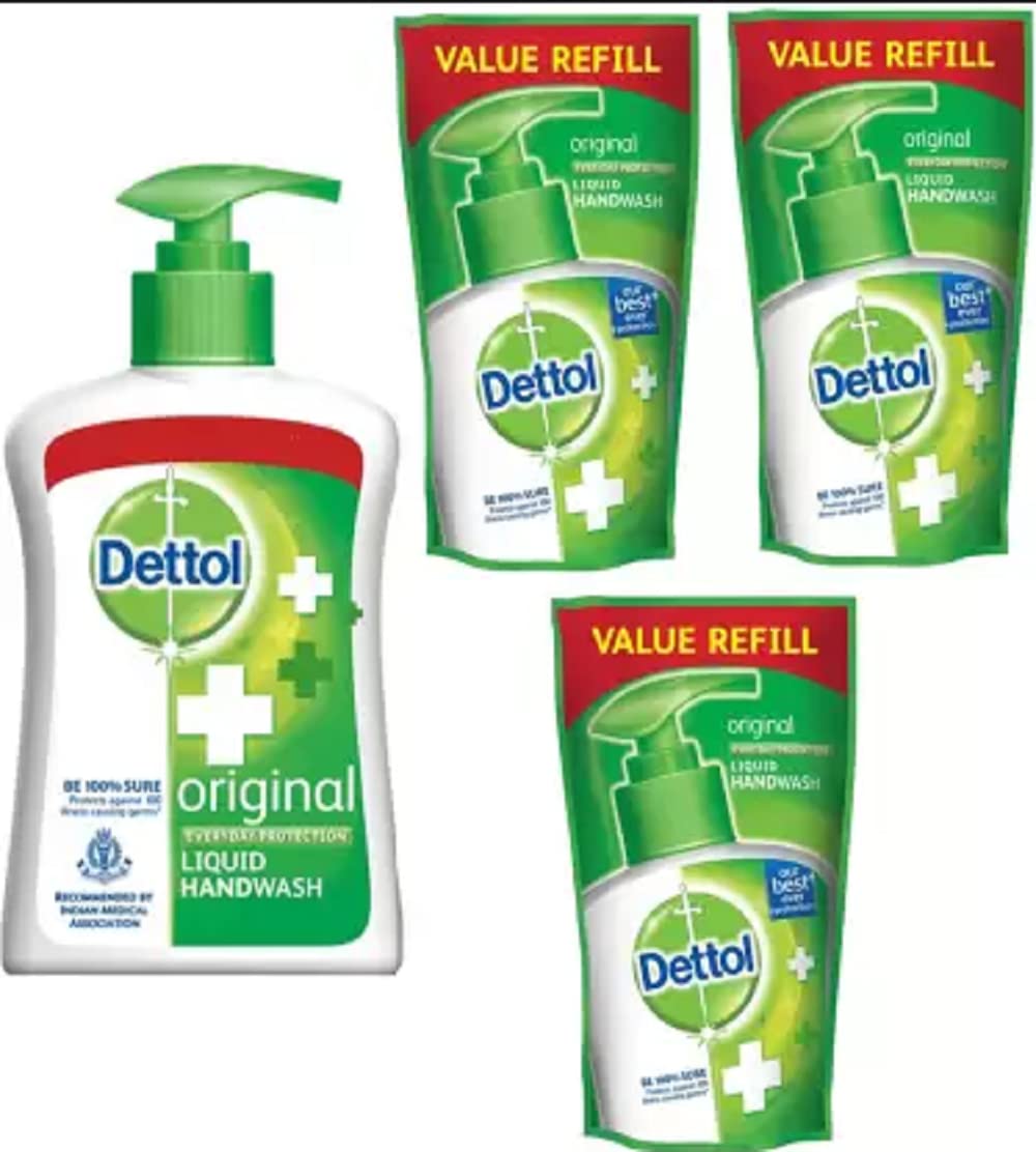 Dettol Original Everyday Protection Liquid Handwash Pump 200ml + Refill 3X175ml Hand Wash Pump + Refill (4 x 181.25 ml)