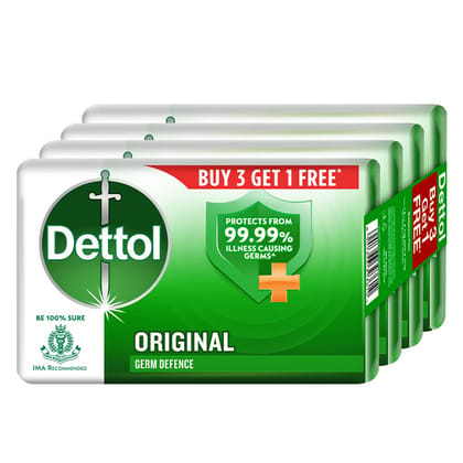 Dettol Original Germ Protection Bathing Soap Bar (Buy 3 Get 1 Free - 75G Each), Combo Offer On Bath Soap