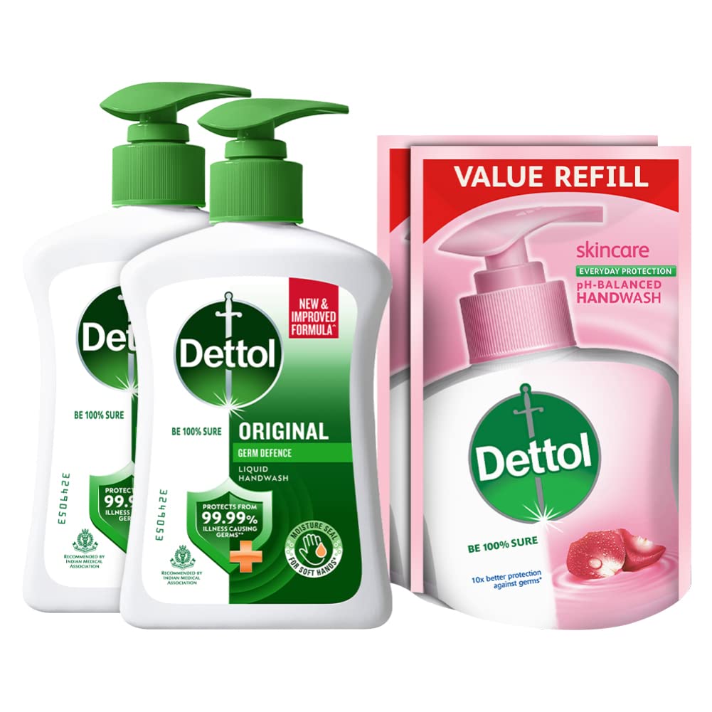 Dettol Liquid Handwash (Original), 200 ml with Free Liquid Handwash, 175 ml (Skincare), Pack of 2