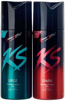 Kama Sutra Spark With Urge Deo Spray for Unisex, 150 ml (Pack of 2)