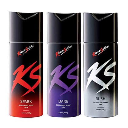 Kama Sutra Deodorant for Men Spark + Dare + Rush (150 ml)