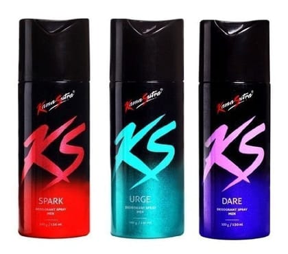 Kama Sutra Spark, Urge and Dare Deodorant for Men, 150 ml (Pack of 3)