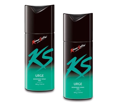 Kama Sutra Deodorant Body Spray for Men (Urge, 150 ml) Pack of 2