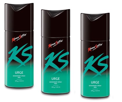 Kama Sutra Urge Deodorant Body Spray for Men (150 ml) - Pack of 3