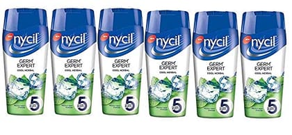 6 X Nycil Cool Herbal 5 In One Benefit Talcum Powder - 50g