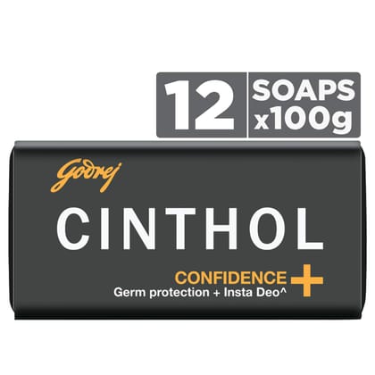 Cinthol Health+ Bath Soap, 100g (Pack of 12) - 99.9% Germ Protection & Insta Deo Fragrance