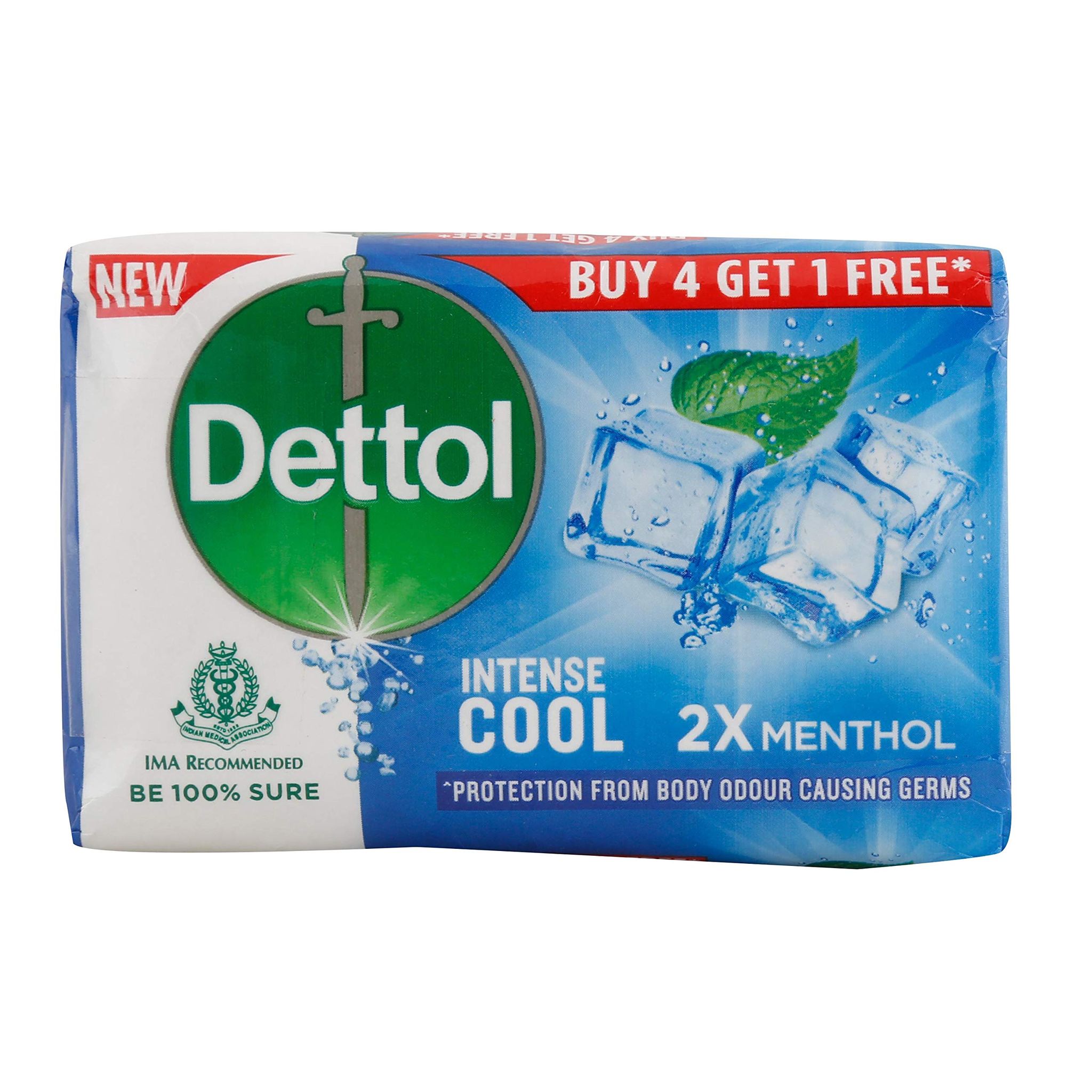 Dettol Intense Cool Soap, 2X Menthol (Buy 4 get1)