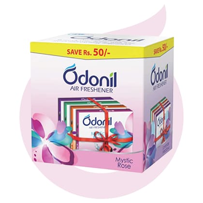 Odonil Bathroom Air Freshener Blocks 300g (75g*4) | Mixed Fragrances: Jamine, Lavender, Orchid, Rose| Long Lasting Fragrance