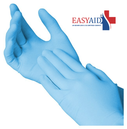 Easyaid Surgicals Powder Free Nitrile Gloves, Food Grade, Non Tearable, Made in Malaysia (Medium, Blue, Box of 100)