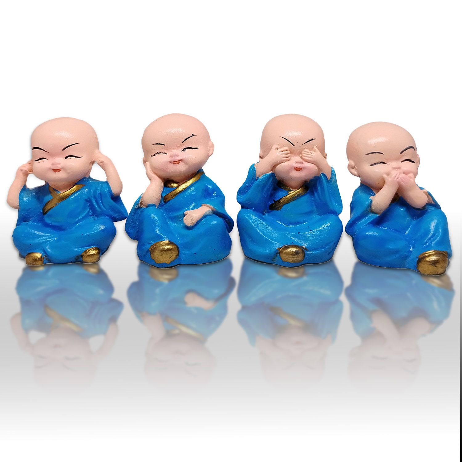 ZURU BUNCH Baby Monk Buddha Idols Showpiece for Car Dashboard Home Decor Decoration & Gifting Purpose, Office Decoration, Indoor Outdoor (Pack of 4, 5 cm)