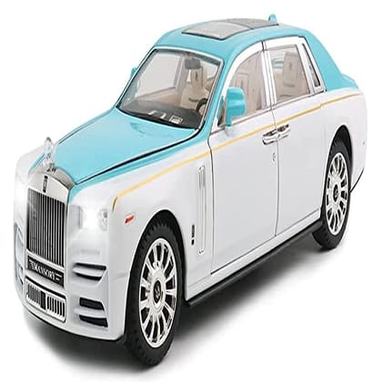 KTRS ENTERPRISE 1/24 Rolls-Royce Phantom Model Car,Zinc Alloy Pull Back Toy Diecast Toy Cars with Sound and Light for Kids Boy Girl Gift