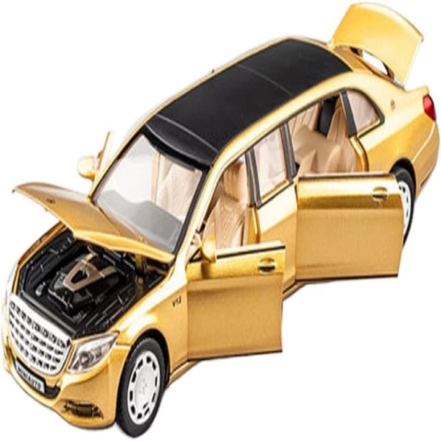 KTRS ENTERPRISE 1:24 Diecast Metal Car Model Maybeach Toy Cars For Kids Pull Back Openable Doors With Light Sound|Multicolor