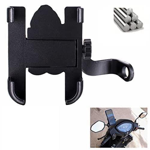 Universal Handlebar Bike Mount Holder Verson 2.0 Metal Body 360 Degree Rotating Mirror Cradle Stand for Bicycle, Motorcycle, Scooty Fits All Smartphones (Black)