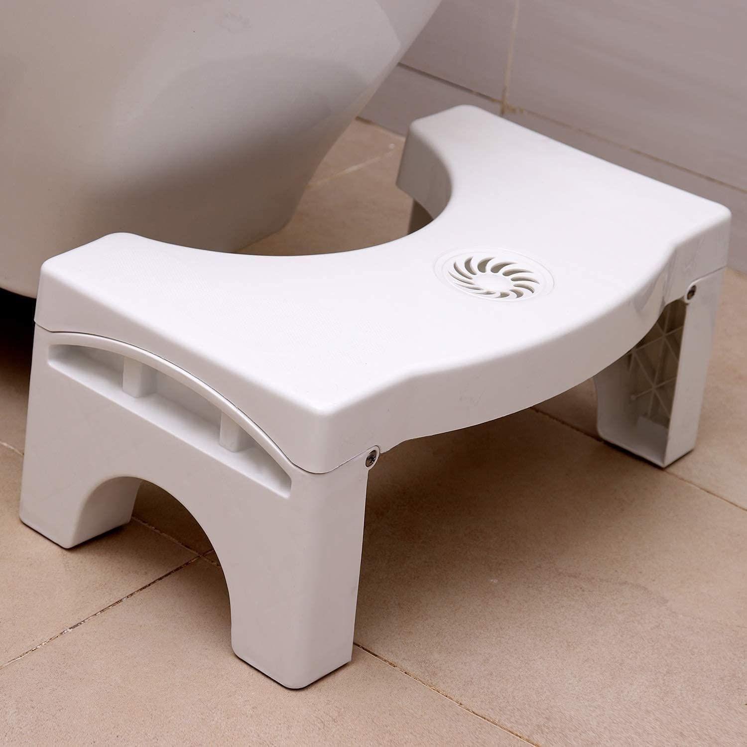 Ali Shipping Plastic Non-Slip Folding Toilet Squat Stool- White Color