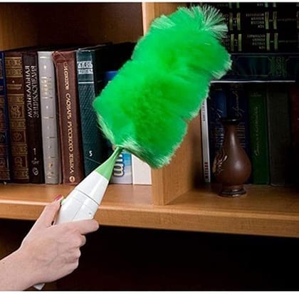 Store 4 Hope, Hand-Held Sward Go Dust Electric Feather Spin Duster Electronic Motorized Cleaning Brush Set (Green).