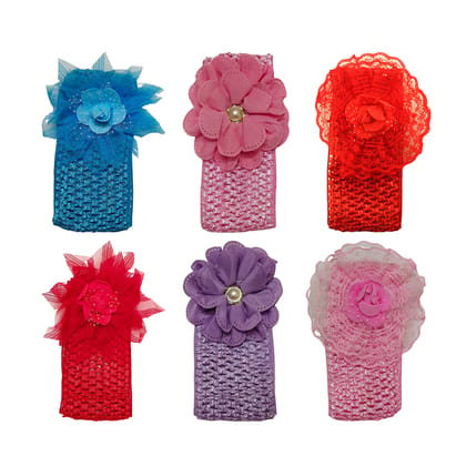 Barakath Baby Girls Lace Flower Hairband Headwrap (Color and Design May Vary; Big) - 6 PCS