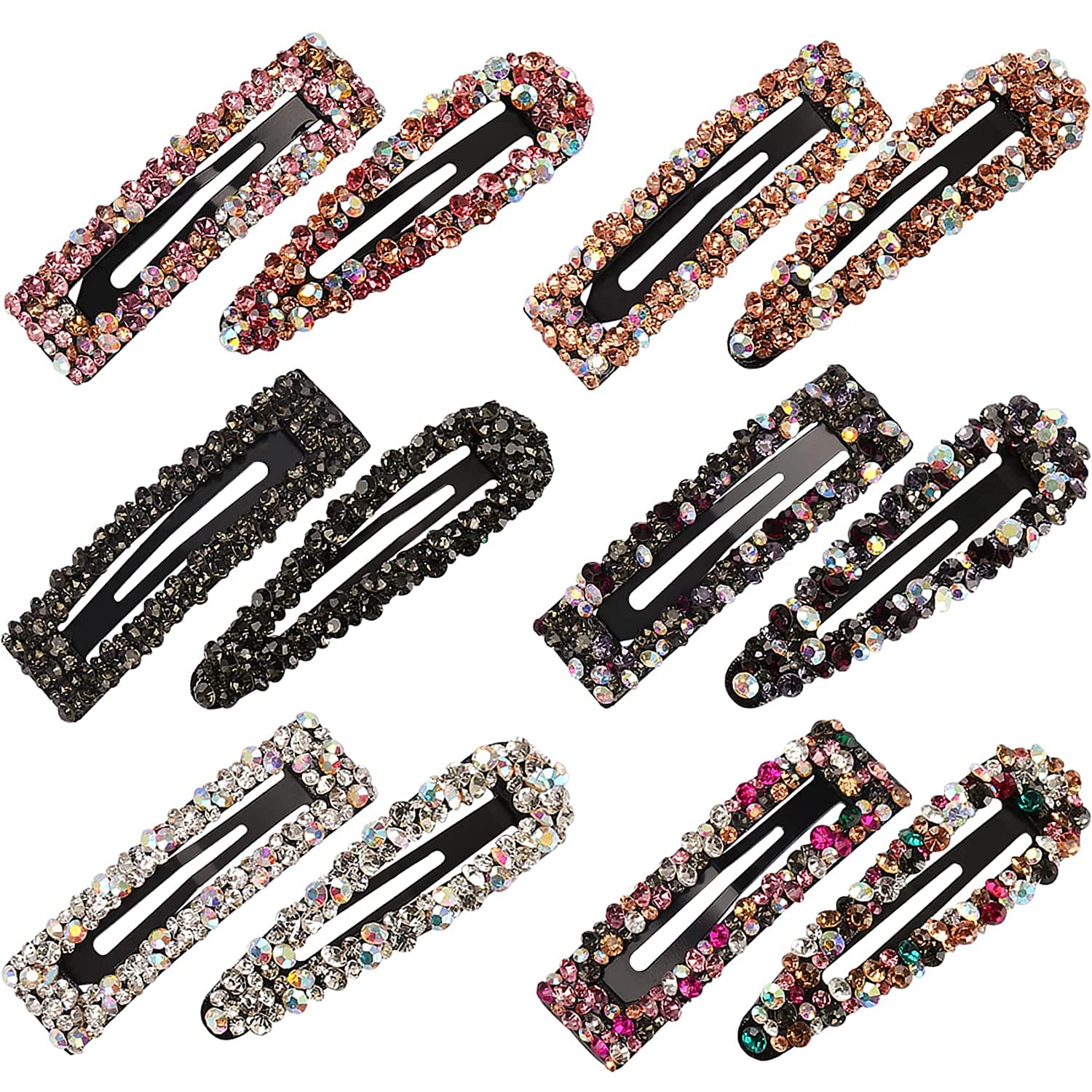 Rhinestone Clip for Hair Rhinestone Snap Hair Clip Crystal Snap Hair Barrettes AB Crystal Hair Clips