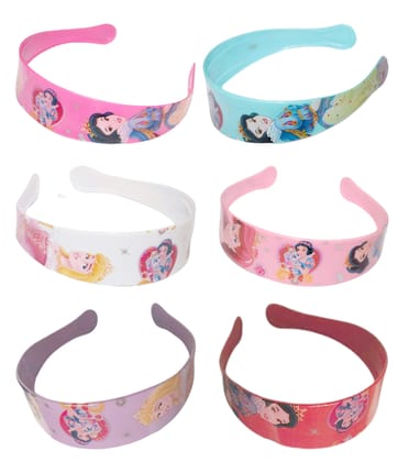 Barakath Cartoon Barbie Doll Printed Plastic Daily Use Hair Band/Head Band Ware Fashion Accessories For Women's & Girl's (Pack Of 6)