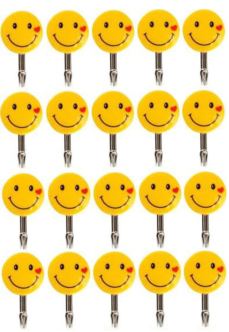 Plastic Self Adhesive Smiley Wall Hooks, Wall Sticker Hooks Load Capacity Up to1 kg, Set of 20 Pieces (20)