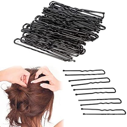 120 Pcs Black Hair Clips Hair Waved U-shaped Bobby Pin Barrette Salon Grip Clip DIY Pan Head Hair Accessories (Small)