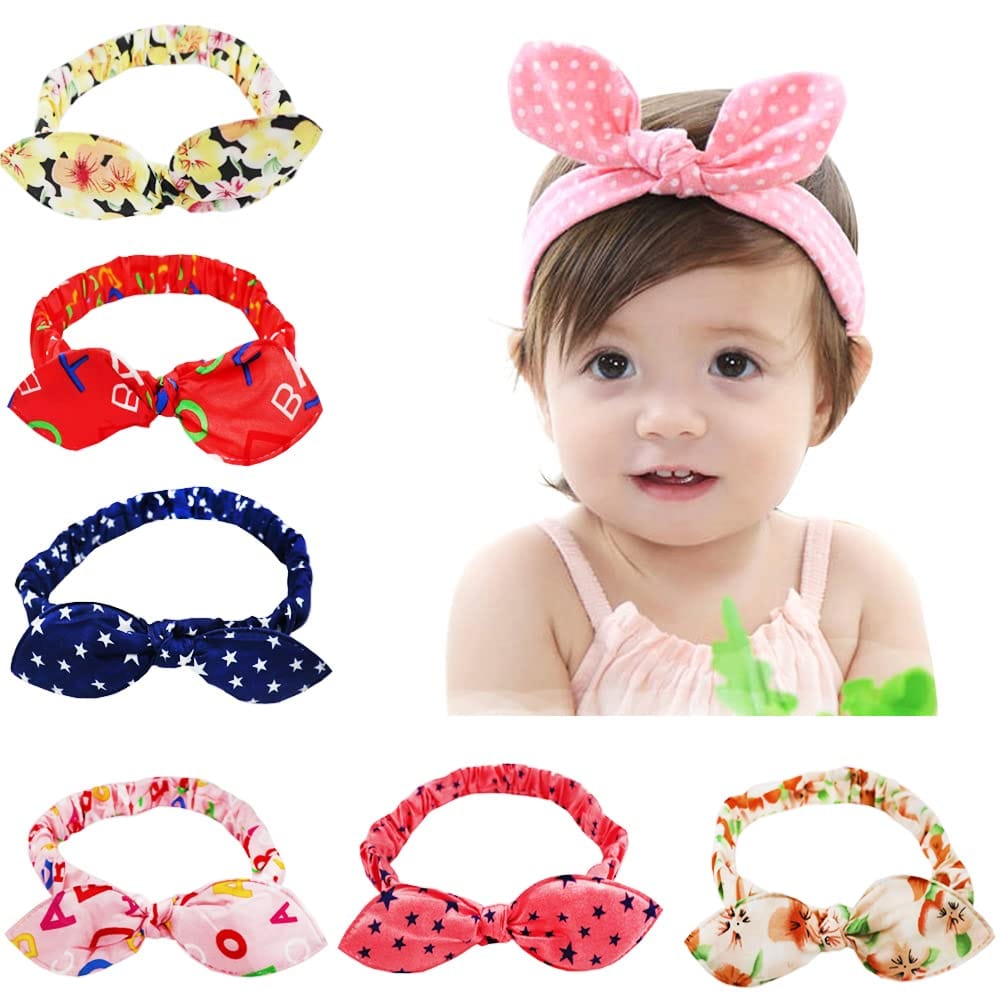 Barakath Elastic Bandana Knot Headbands Rabbit Ear Bow Headband Turban Headwraps Hair Band for Women Girls(Pack of 6)