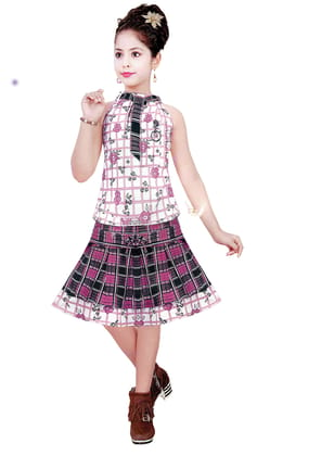 GIRLS FANCY TOP & SKIRT (20, Pink)