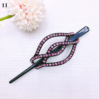 1 Pcs Women Rhinestone Hair Bun Sticks Ponytail Hair Clip Barrettes Hair Accessories (1)