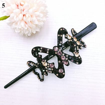 1 Pcs Women Rhinestone Hair Bun Sticks Ponytail Hair Clip Barrettes Hair Accessories (2)