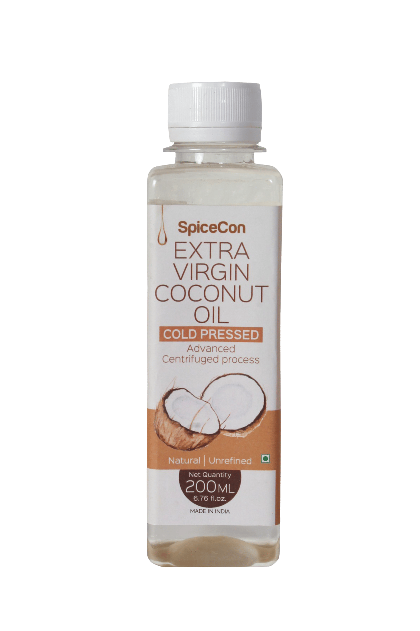 SpiceCon EXTRA VIRGIN COCONUT OIL | Cold Pressed | 100% Pure and Natural Coconut Oil | No Gluten | No Artificial Colours & Flavors (200 ML)