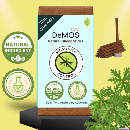 Citronella mosquito repellent incense sticks | Satvi DeMOS Natural Mosquito control Incense sticks | Citronella Incense sticks | Herbal mosquito repellents with citronella | Chemical free mosquito dhoop sticks