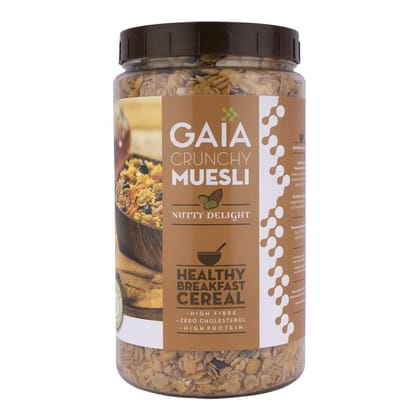 GAIA Nutty Delight Crunchy Muesli 1 kg jar - A Perfect Blend of Multigrains, Nuts, Oats and Cornflakes The Ultimate Healthy and