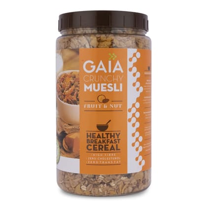 Gaia Crunchy Muesli Fruit and Nuts a Mix of Wholesome Breakfast Cereals Packed with Fibre, Iron and Antioxidants Serves As The