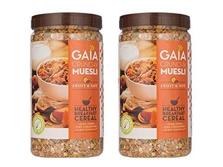 GAIA Crunchy Muesli Fruit and Nut 1 KG jar (Pack of 2)